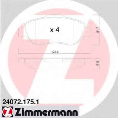 ZIMMERMANN 24072 Комплект гальмівних колодок, дискове гальмо