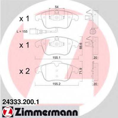 ZIMMERMANN 24334 Комплект гальмівних колодок, дискове гальмо