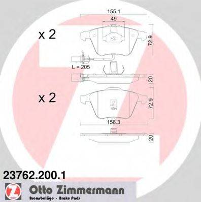 ZIMMERMANN 23762 Комплект гальмівних колодок, дискове гальмо