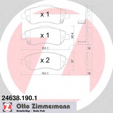 ZIMMERMANN 24638 Комплект гальмівних колодок, дискове гальмо