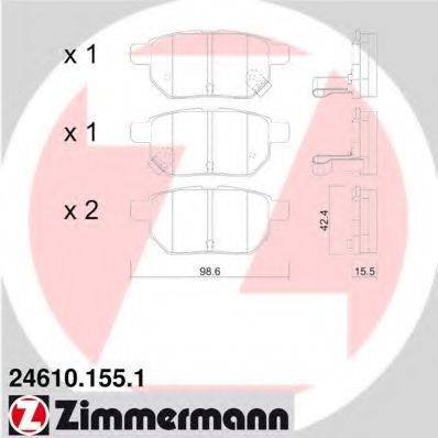 ZIMMERMANN 24611 Комплект гальмівних колодок, дискове гальмо