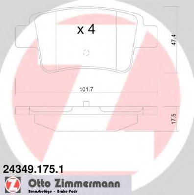 ZIMMERMANN 24349 Комплект гальмівних колодок, дискове гальмо