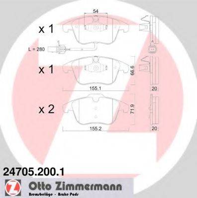 ZIMMERMANN 24707 Комплект гальмівних колодок, дискове гальмо