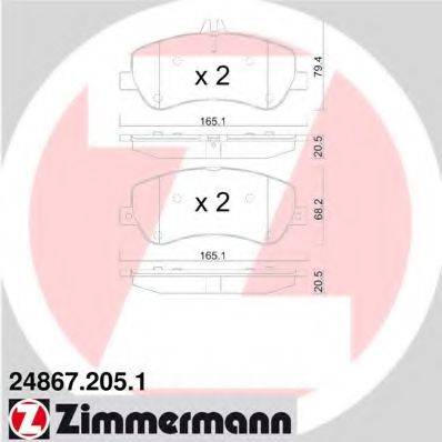 ZIMMERMANN 24868 Комплект гальмівних колодок, дискове гальмо