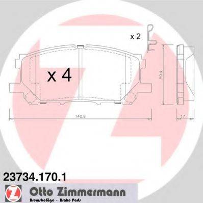 ZIMMERMANN 23989 Комплект гальмівних колодок, дискове гальмо