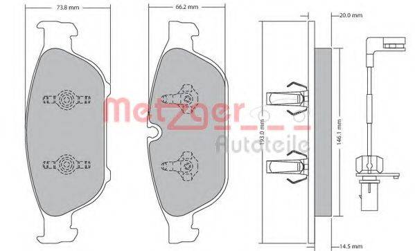 METZGER 25159 Комплект гальмівних колодок, дискове гальмо